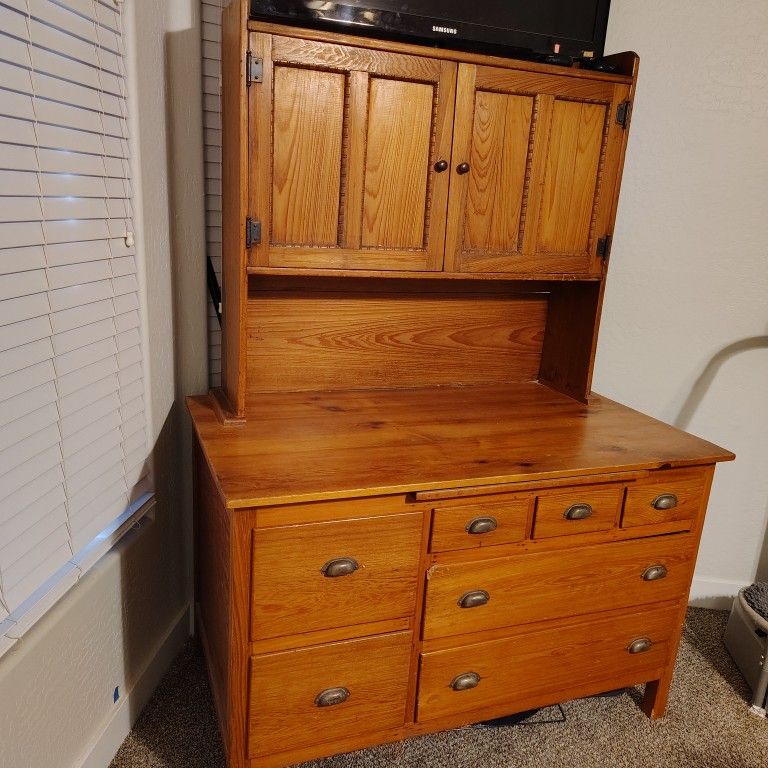 Antique Solid Wood Hutch Display Piece