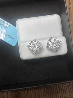 Real Sterling Silver Vvs Moissatinte Diamond Earring