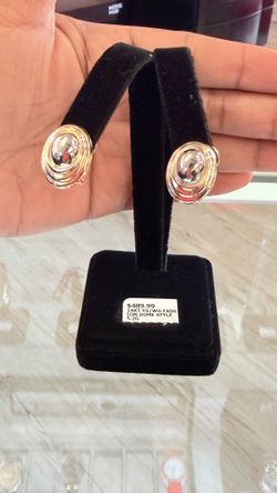 14kt YG/WG Fashion Dome Style Earrings 5.2grams