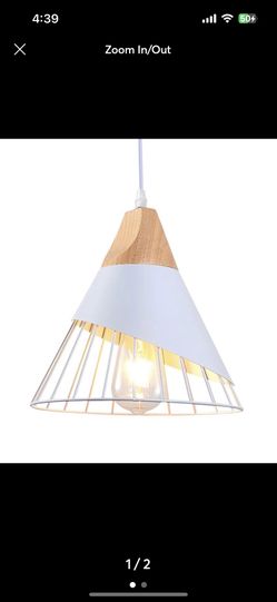 Mxsaoud White Pendant Lights For Kitchen Island,Adjustable Wood Hanging Light Fixture,Industrial Pendant Lighting For Dining Room,Living Room,Bedroom,