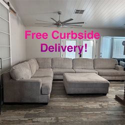 Free Curbside Delivery! Massive Sectional Couch With Ottoman