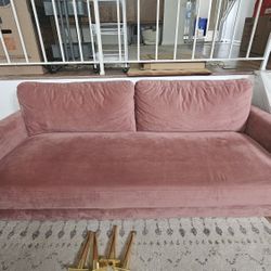 DAMAGED Velvet Pink Couch - Read Description