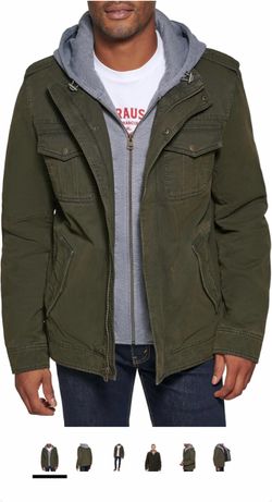 Levi's Men's Washed Cotton Hooded Military Jacket (Regular & Big & Tall Sizes)