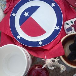 Texans Dinner Plates Bowls And Cups Set