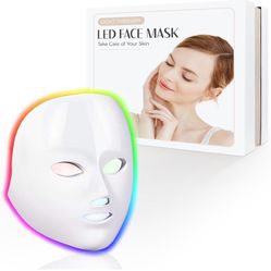 Led Face Mask Light Therapy, 7-1 Colors LED Facial Skin Care Mask, Red Light Therapy for Face, White