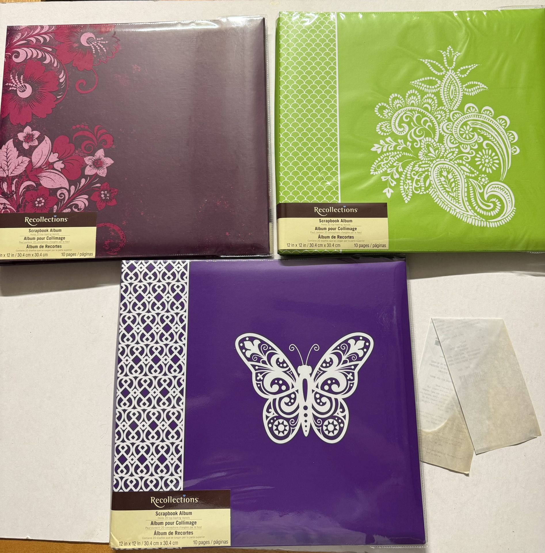 LOT 3-12x12" Recollections Green Paisley PURPLE Scrapbook Albums 10 pages Rare