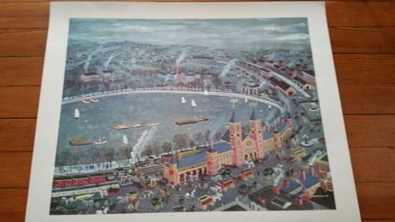 UNSIGNED MAXWELL MAYS PRINT PROVIDENCE & WORCESTER RAILROAD