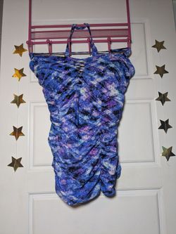 Galaxy Print Ruched bathing top