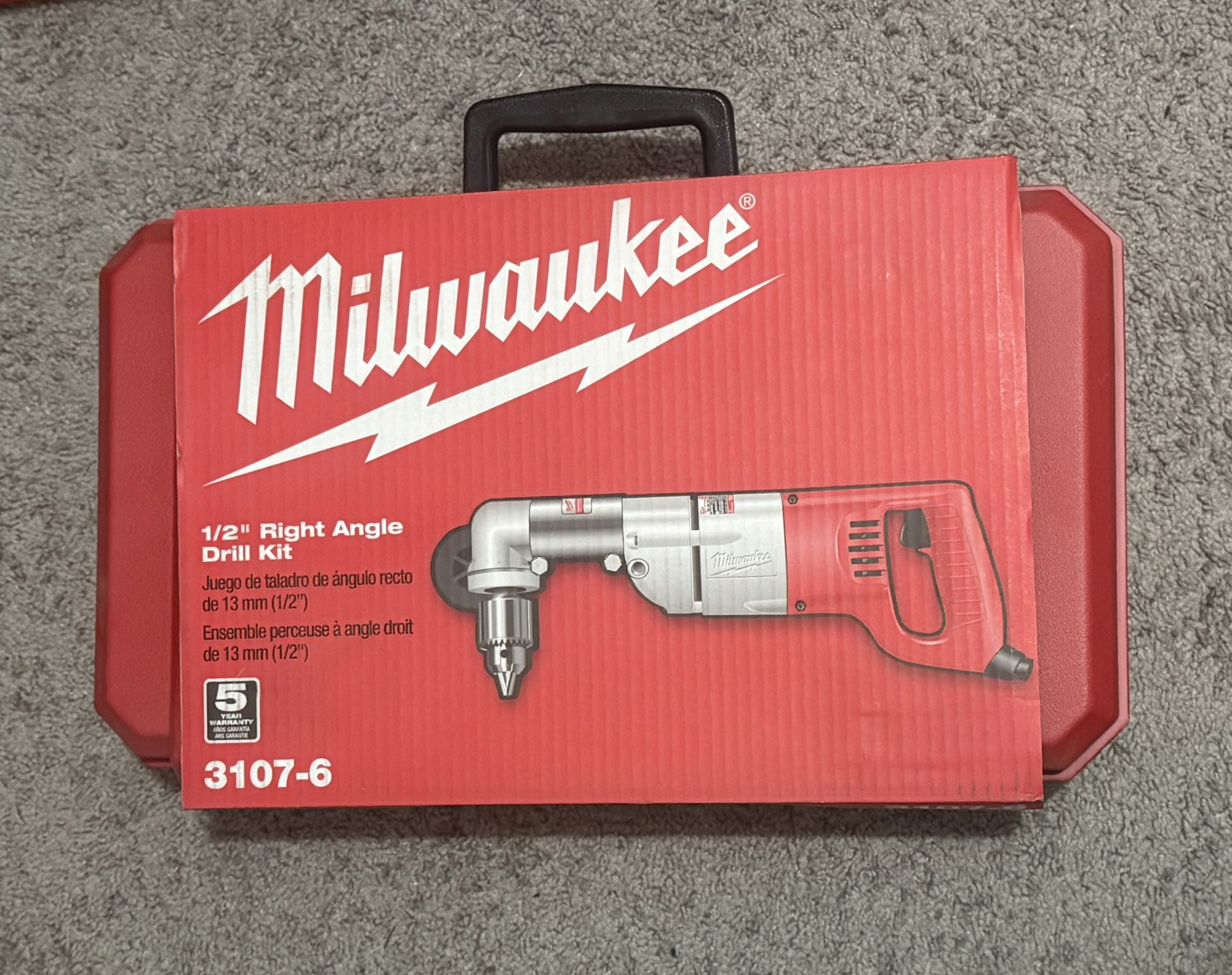 Milwaukee 7 Amp Corded 1/2 in. Right-Angle Drill Kit with Hard Case - NEW