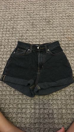 mom high rise dark wash jean shorts