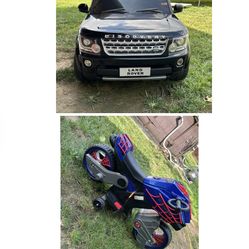 Best Choice Land Rover Ride-On car and Spider-Man ride on motorcycle