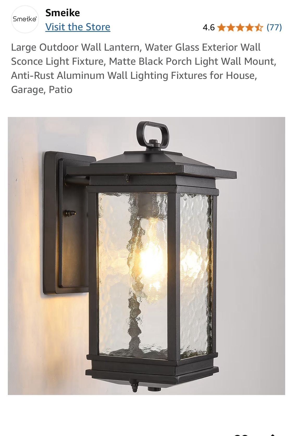 Smeike Large Black Outdoor Wall Lantern