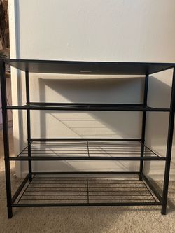 Black Metal 3-Tier Shoe Rack