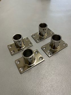 1" Boat Hand Rail Fitting with 90 Degree Rectangular Base, Stainless Steel, 4 pieces