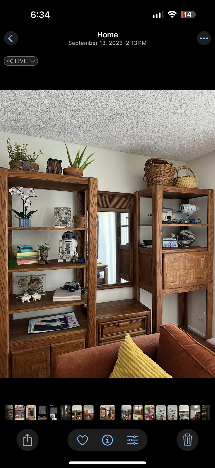 Solid oak wall unit shelves