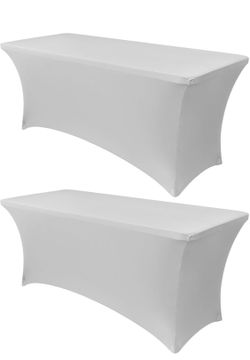 Obstal 6ft Stretch Spandex Table Cover for Standard Folding Tables - Universal Rectangular Fitted Tablecloth Protector for Wedding, Banquet and Party,