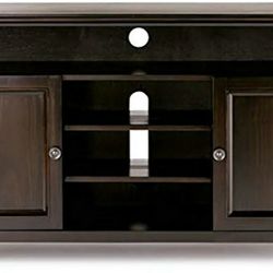 SIMPLIHOME Amherst SOLID WOOD Universal TV Media Stand, 54 inch Wide , Transitional, Living Room Entertainment Center, Storage Cabinet and Shelves, fo