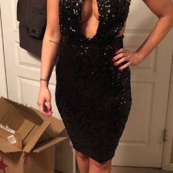 Sequin Sexy Cut Out Midi Party Club Dress
