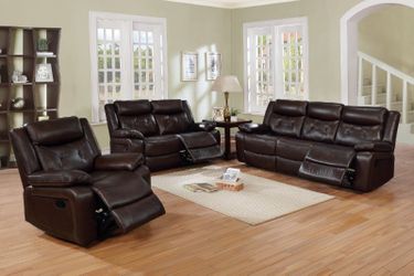 Genuine fop grain leather 3-PC reclining set