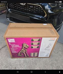 ( New in box) 5 ft graven Bone Skelly sitting dog Lcd eyes