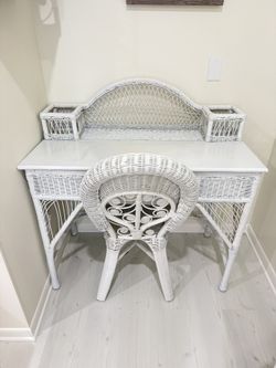Vintage Wicker Desk & Chair