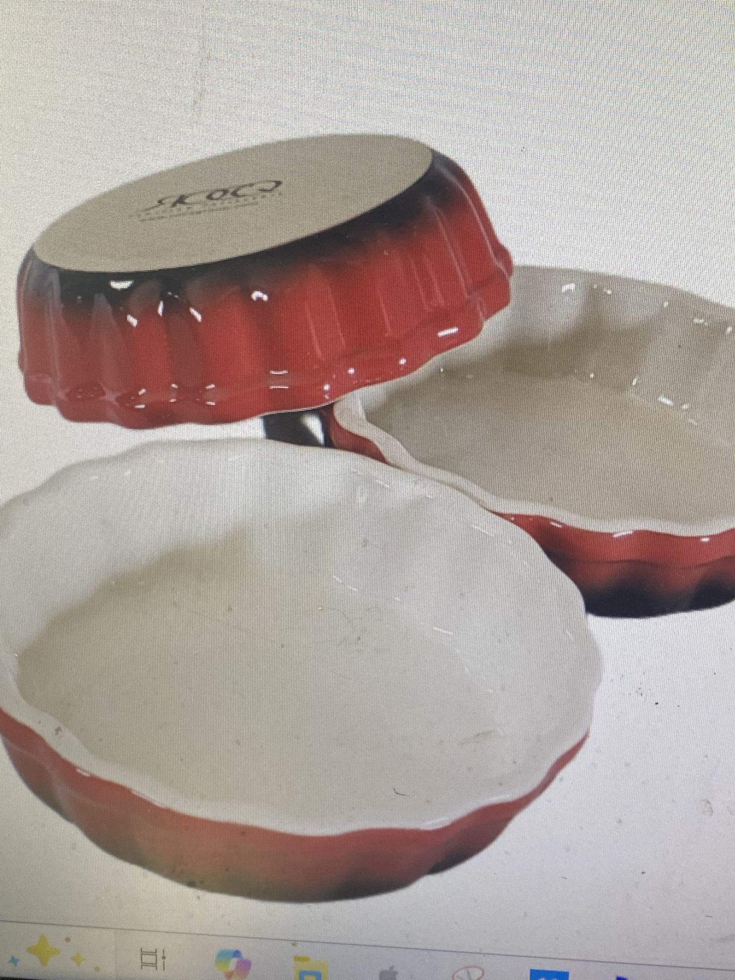 Set Of 3 Parisian Patisserie 5” Individual Tart/Flan/Pie Dish In Red/Black By ROCQ