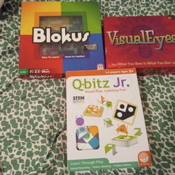 Lot Of 3 Boardgames Blokus,Visual Eyes