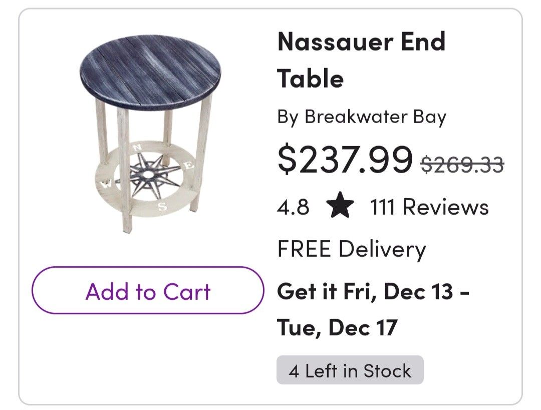 *BRAND NEW* Naussauer Nautical End Table