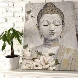 Large 24x32 Buddha Canvas Wall Art