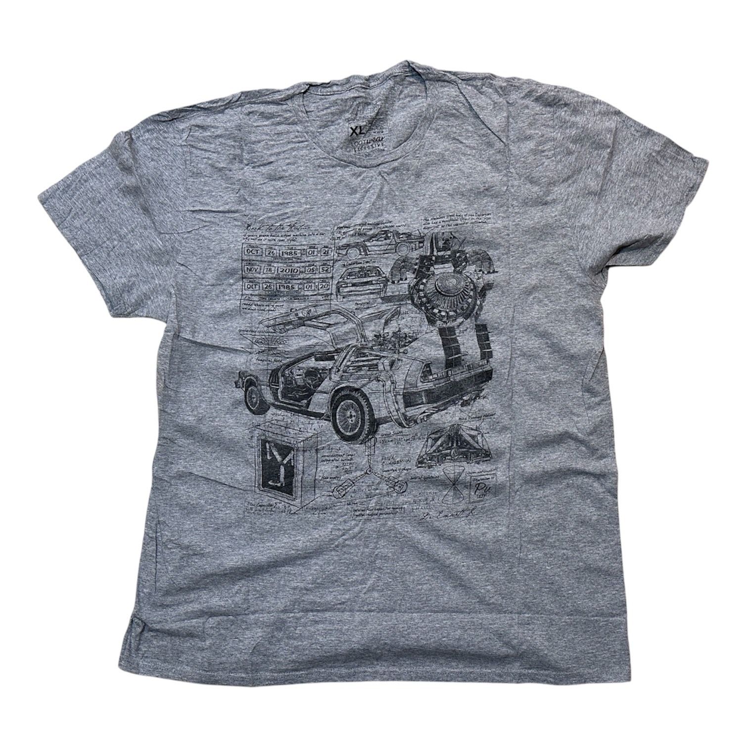 Back To The Future DeLorean Lootwear Exclusive Loot Crate Gray T-Shirt Size XL