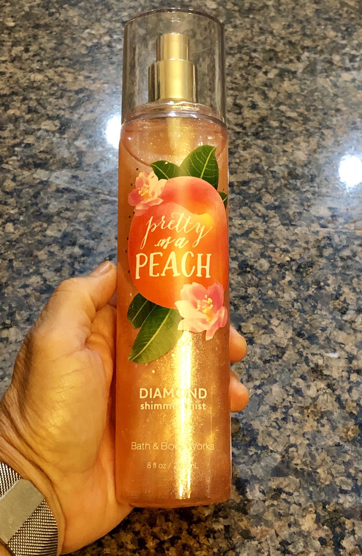 New! Pretty as a Peach Diamond Shimmer mist 8oz. From Bath and Body Works. Never used!