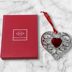 Lenox Silver Bejeweled Heart Ornament Love Holiday Valentine’s Day NEW with box