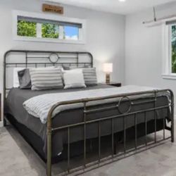 King Size Bed (3 Yrs. Old Frame, Mattress and Box Spring