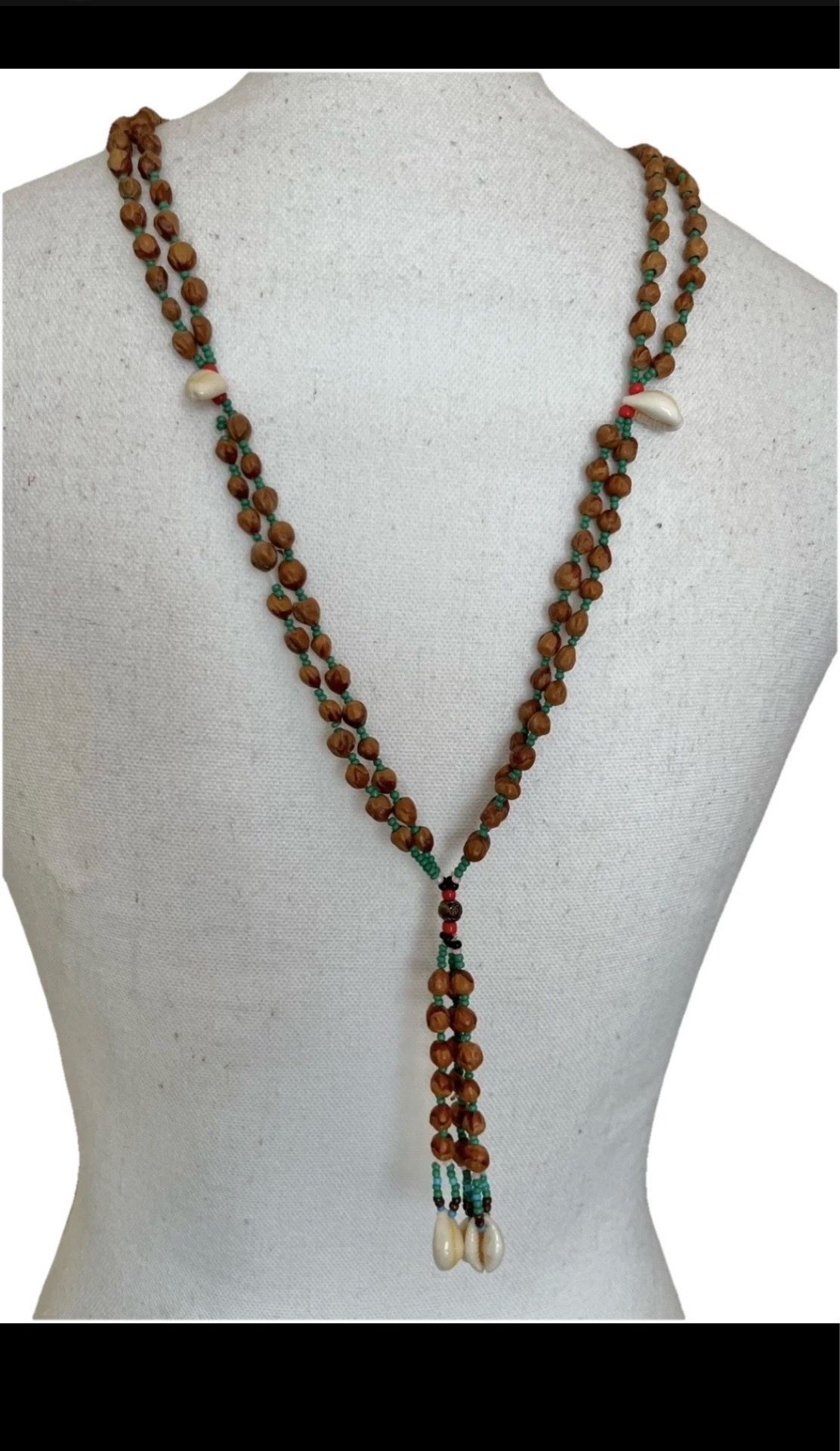 18.5” GHOST BEADS Beautiful Necklace Shell Accents 137 Juniper Seeds