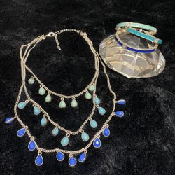 Premier Pacific Ombré Layered Necklace & 3pc Bracelet Set 