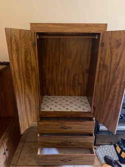 Wood Armoire Wardrobe with Drawers