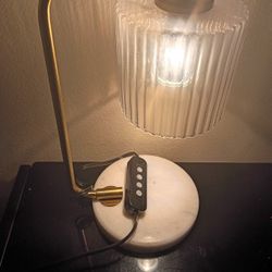 Lumi Gold Glass & Marble Desk & Table Lamp 14"H, 4.75"D(Glass Shade)