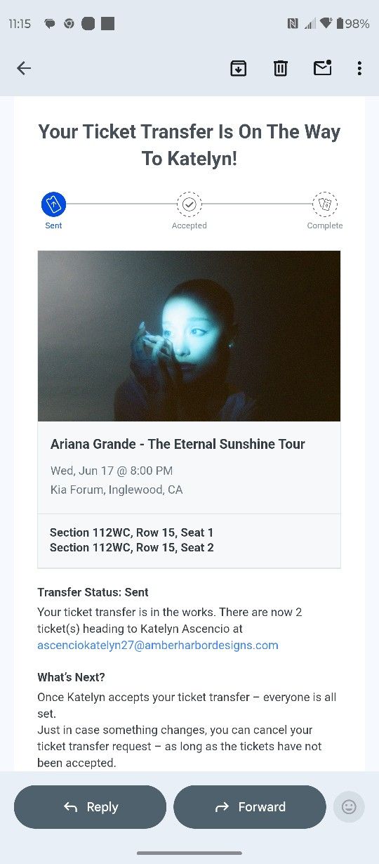 Ariana Grande Tickets______ Amazing Seats Close To Stage! ______ June 2026
