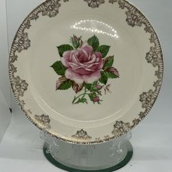 Vintage Paden City Pottery American Rose Dinner Plate 9¼" with 22K Gold Trim