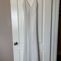 White Sequin Gown, Backless