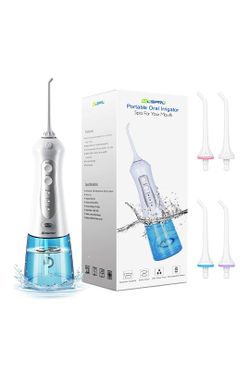 (KK7) Water Flosser Professional Cordless Dental Oral Irrigator - 300ML Portable and Rechargeable IPX7 Waterproof 3 Modes Water Flosser