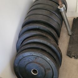 Olympic Weight Plates + Barbell Set