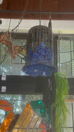 Tiffany Style Stained Glass Hanging Ceiling Lamp – 14”