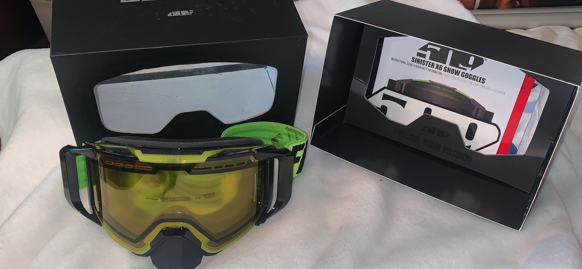 509 SINISTER X6 Goggles Phantom Rigid Frame High Vision, Lime Green, NEW, Never Used