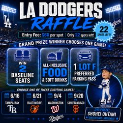 Dodgers Baseline Club Level Seats + Preferred Parking Pass