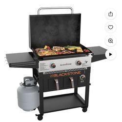 Blackstone Outdoor Combo Griddle, 2-Burner 28" Propane Flat Top Grill with Air Fryer and Hood, Black