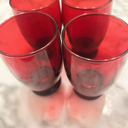 Set Of 4 Vintage Ruby Glasses