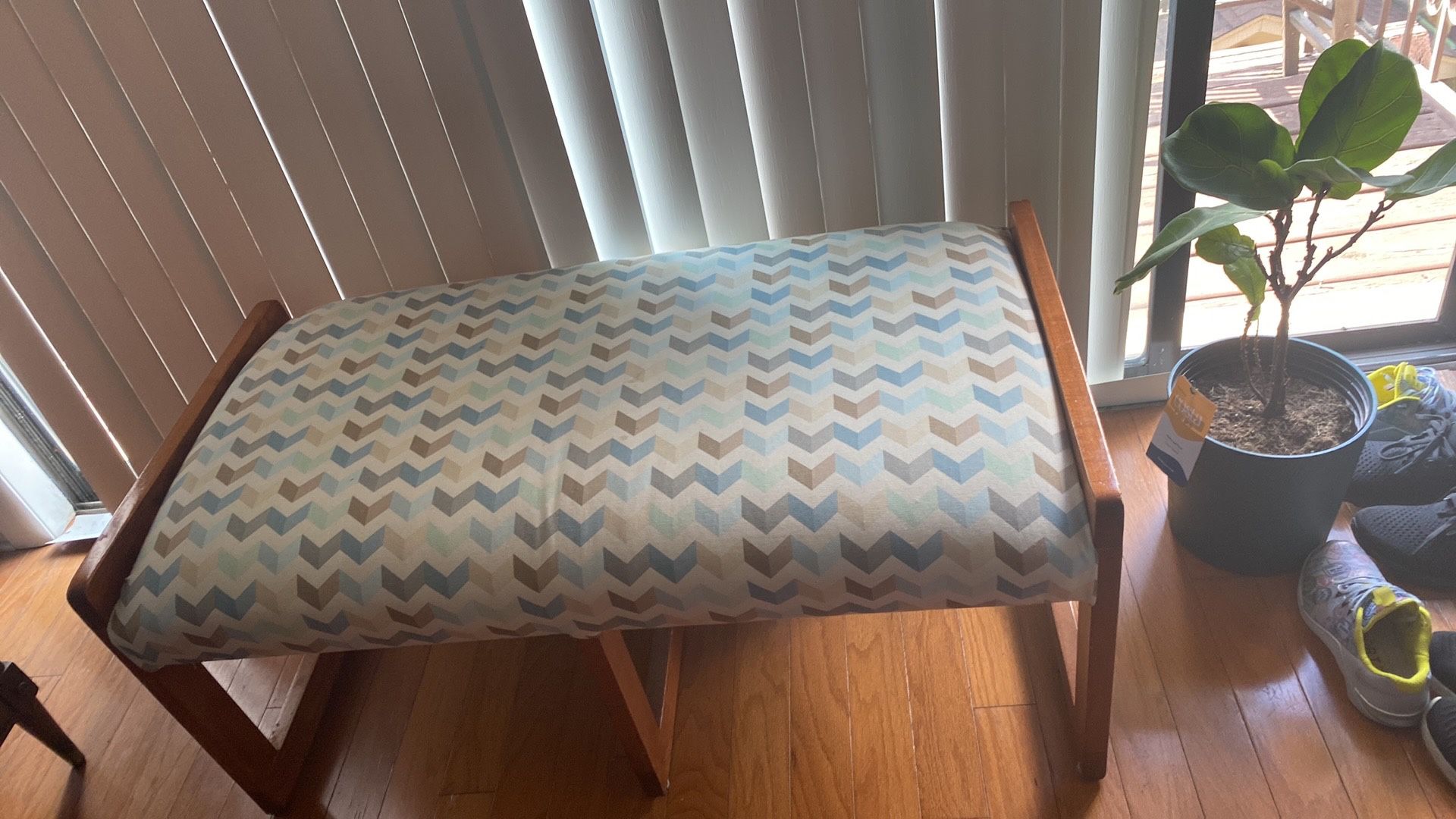 Two Upholstered Benches with Wood Frame