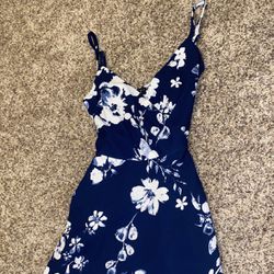 Navy Blue Flower Dress 