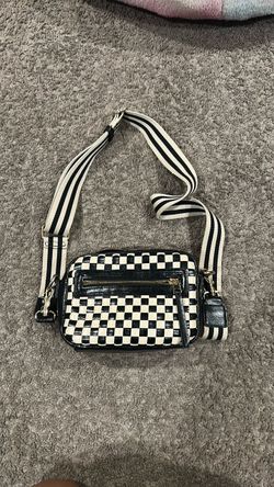Black & White Checkered Crossbody Bag